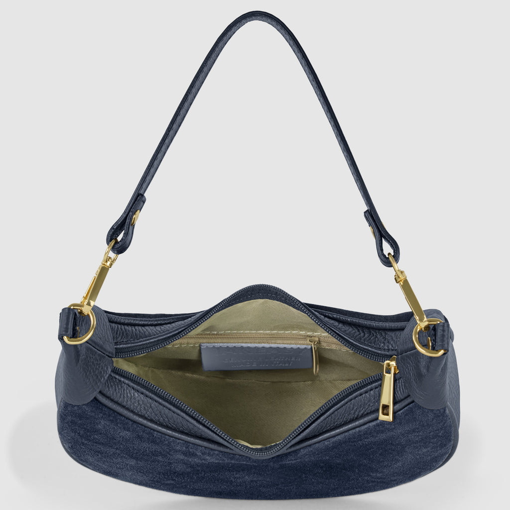 Italian Genuine Suede & Full-Grain Leather Shoulder Bag | Arezzo