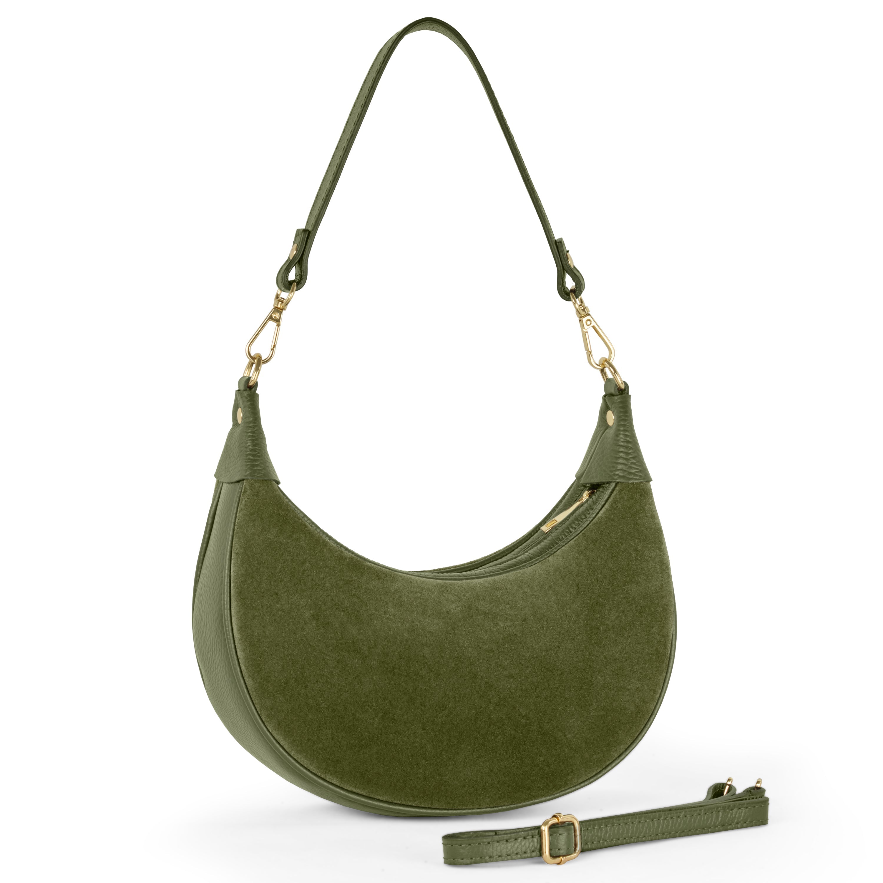 Italian Genuine Suede & Full-Grain Leather Shoulder Bag | Arezzo